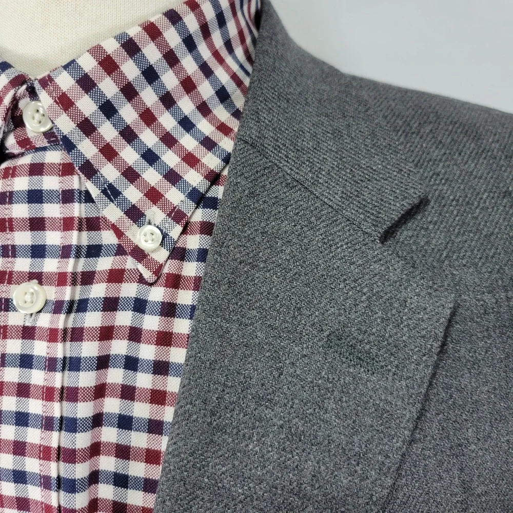 Nautcia Men's Sport Coat Blazer‎ Two Button Gray Flannel Twill Lambs Wool 46L